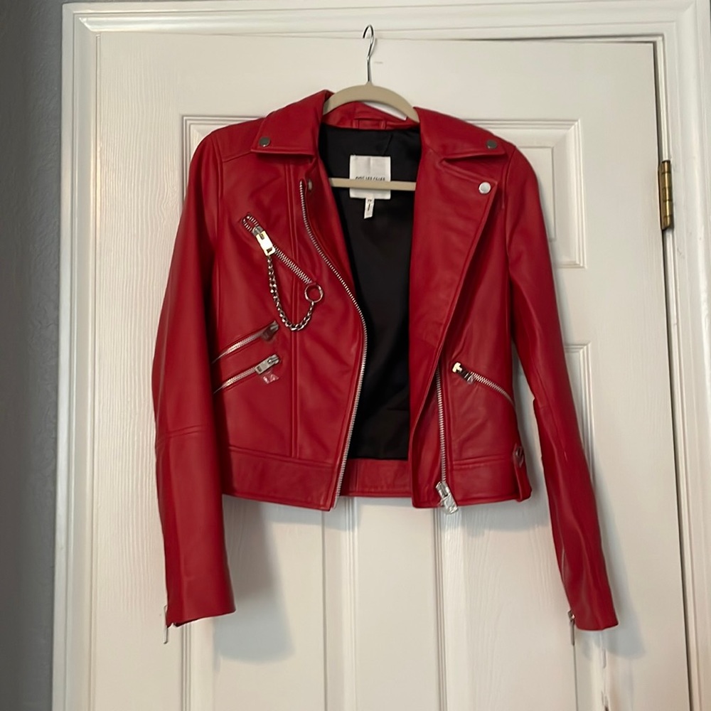 Red leather jacket NWT